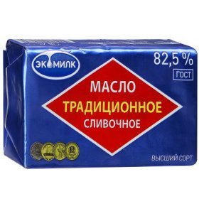 Масло Экомилк Традиционное сладко-сливочное 82,5% 180Г