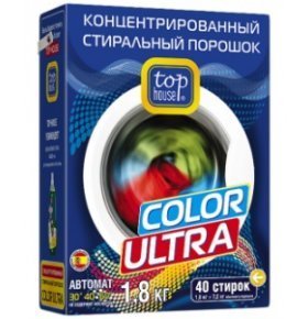 Концентрированный стиральный порошок Top House Color Ultra для стирки цветного и белого белья 1,8 кг