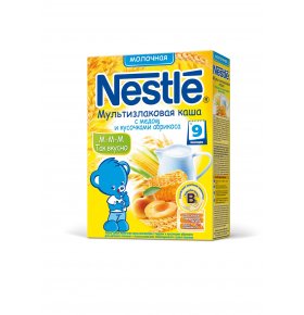 Мультизлаковая молочная каша с медом и кусочками абрикоса Nestle 250 гр