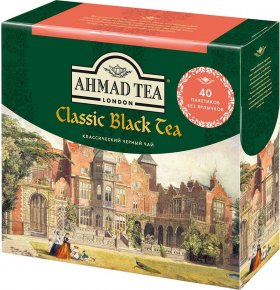 Чай черный Классический без ярлычков пакет Ahmad tea 40 пак