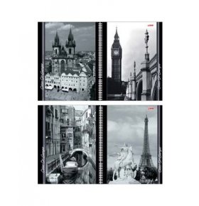 Тетрадь двойная с 4-мя обложками на гребне Города Европы 96 л А5ф