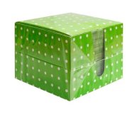 Салфетки в коробке 2-х слойные зеленый цвет в горох 24х24см Перышко 85 шт