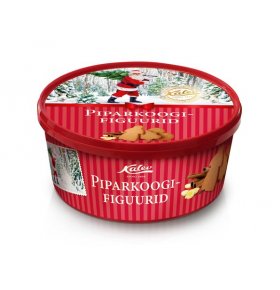 Фигурное печенье пряное в круглой коробке Kalev 375 гр
