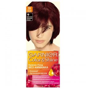 Краска-уход для волос Color Shine без аммиака оттенок 3.6 Черная вишня Garnier