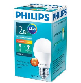 Лампа светодиодная Philips Essential E27 12W 3000К 1 шт