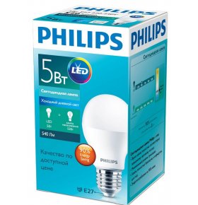 Лампа светодиодная Philips Essential E27 7W 6500К 1 шт