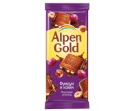 Шоколад молочный с фундуком и изюмом Alpen Gold 85 гр