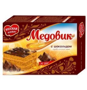 Торт песочный Медовик с шоколадом  Русская нива 420 гр