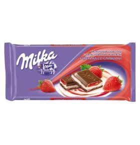 Шоколад молочный клубничный Milka 90 гр