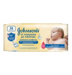 Детские влажные салфетки От макушки до пяточек без отдушки Johnson's 56 шт