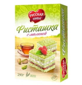 Торт Фисташковый с малиной Русская нива 290 гр