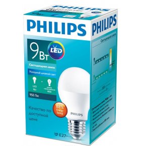 Лампа светодиодная Philips Essential E27 9W 6500К 950 Лм 1 шт