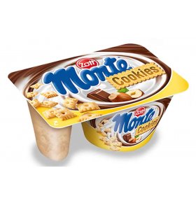 Десерт Monte Crunchy молочный с шоколадом и фундуком песочное печенье 13% Zott 125 гр