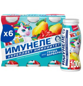 Напиток кисломолочный Neo for Kids Груша Барбарис 1,5% Имунеле 6 шт по 100 гр