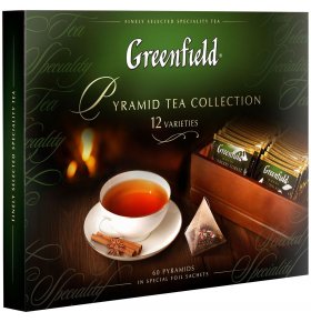 Набор 12 видов листового чая и чайного напитка в пакетиках-пирамидках Greenfield 60 шт