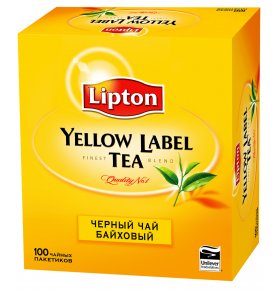 Чай черный Yellow Label к/уп Lipton 100 пак