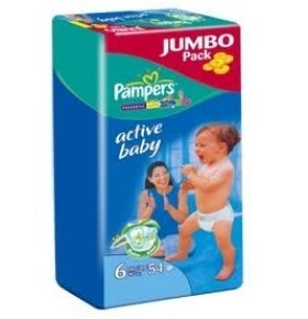 Подгузники Pampers Active Baby Джамбо 54шт/уп