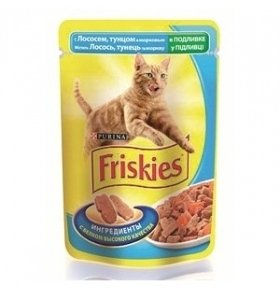Friskies для кошек кусочки в подливе с лососем, тунцом и морковью 100г