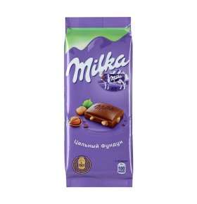 Шоколад молочный цельный фундук Milka 90 гр