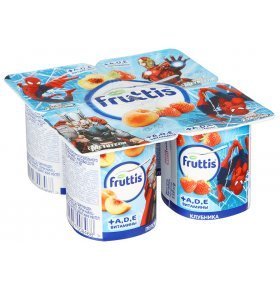 Продукт йогуртный Fruttis клубника-персик Человек Паук Железный человек