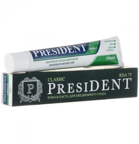 Зубная паста Classic RDA75 для ежедневного ухода President 75 мл
