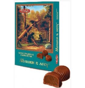 Конфеты Мишки в лесу шоколадные с шоколадно-вафельной начинкой короб Победа Вкуса 250 гр