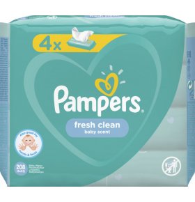 Детские влажные салфетки Fresh Clean Pampers 4 х 52 шт