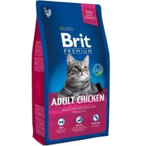 Сухой корм для взрослых кошек с курицей Premium Adult Chicken Brit 0,8 кг