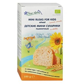 Снэк Cухарики детские Органик пшеничные мини с 3-х лет Fleur Alpine 35 гр