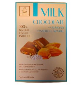 Шоколад молочный с миндалем и соленой карамелью порционный Кортес 75 гр