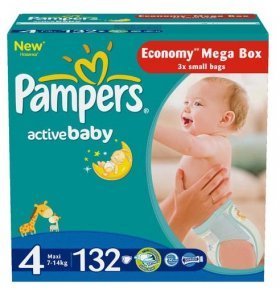 Подгузники Active Baby Maxi 7-14кг Pampers 132 шт