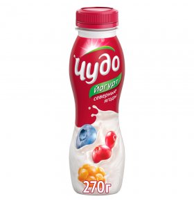 Йогурт Северные ягоды со вкусом Брусника Голубика Морошка 2,4% Чудо 270 гр