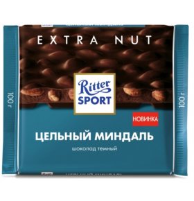 Шоколад Extra Nut темный цельный миндаль Ritter Sport 100 гр