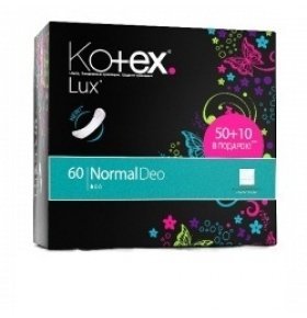 Прокладки Kotex ежедневные Люкс Normal Deo (50+10 шт)