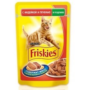 Корм для кошек Friskies с индейкой и печенью в подливе, 100г