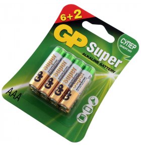 Батарея Super Alkaline 24A LR6 AAA GP 8 шт