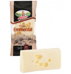 Сыр полутвердый Эмменталь 45% Альпина 200 гр