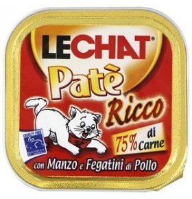 Консервы для кошек с говядиной и куриной печенью Lechat 100 гр