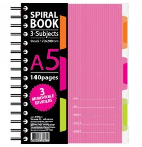 Блокнот Spiral Book розовый А5 в клетку на спирали Attache 140 листов