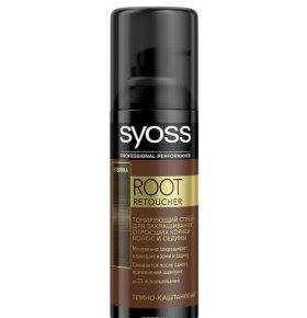 Тонирующий спрей для закрашивания отросших корней и седины оттенок Темно-каштановый Syoss Root Retoucher