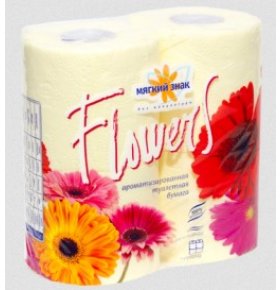 Туалетная бумага Flowers ароматизированная 2-слойная Мягкий знак 4 рулона