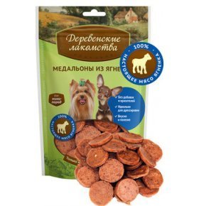 Лакомства для собак мини-пород медальоны из ягненка Деревенские 60 гр