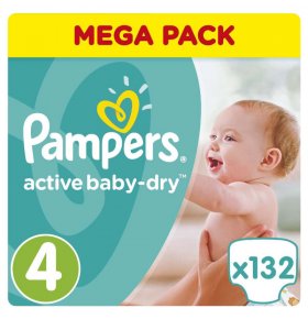Подгузники Active Baby-Dry 8-14 кг Pampers 132 шт