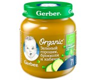 Пюре Зеленый горошек брокколи кабачок Gerber Organic 125 гр