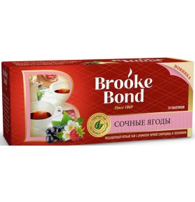 Черный чай Brooke Bond с ароматом черной смородины и земляники в пакетиках, 25 шт