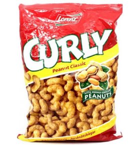 Снэк Curly кукурузный свежеперемолтый арахис Сurly Peanut Classic Lorenz 150 гр