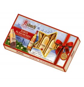 Набор конфет Zarte Flaschchen темный шоколад c бренди в новогодней упаковке Asbach 100 гр