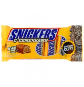 Шоколадный батончик мультипак Snickers с семечками 5х40,5 гр