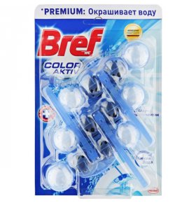 Туалетный блок Color Актив Premium с Хлор-компонентом Bref 3 х 50 гр
