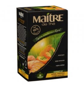 Чай зеленый Имбирь лемонграсс и цедра апельсина Maitre de The 20 пак х 2 гр